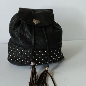 BetseyVille Black Leather Backpack